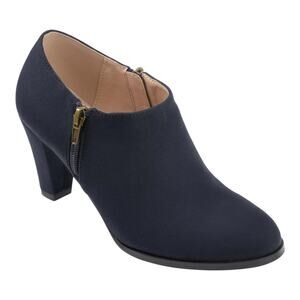 Journee Women's Sanzi Side Zip Dress Ankle Booties Navy Size 8 W